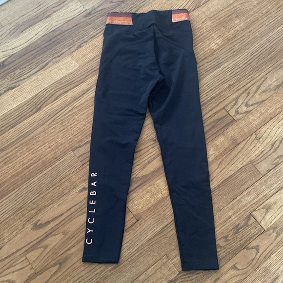 Cyclebar Rose Gold Metallic Black Leggings - Picture 2 of 8